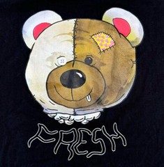 Teddy Fresh Graphic T-Shirt Stitched Button Eye Bear Men’s Medium Black