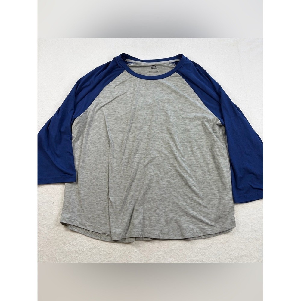 Eddie Bauer Gray Body with Blue Raglan Long Sleeve Sleep Shirt