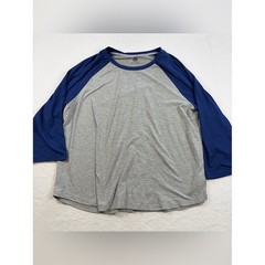 Eddie Bauer Gray Body with Blue Raglan Long Sleeve Sleep Shirt