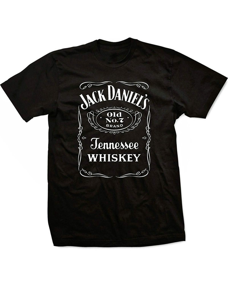 Adult Unisex Jack Daniel’s Whiskey Old No. 7 Tennessee Logo Bottle Label T-shirt