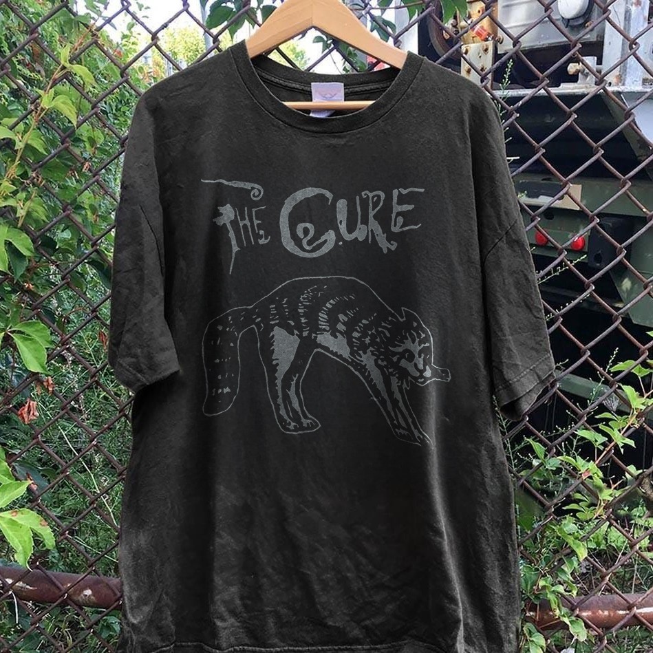 The Cure Rare Cat Artwork Vintage T-Shirt Black Unisex Band Tee S-5XL