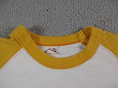 The Flat Head Shirt Mens 36 White Yellow Raglan Glory Park Baseball Cotton