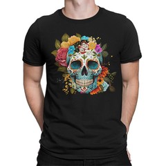 Vibrant Sugar Skull Floral Day of the Dead T-Shirt