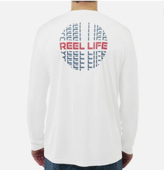 REEL LIFE Men’s Long Sleeve UV Tee Size Small White UPF 50+ NWT