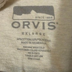 Orvis Mens XXL Oatmeal Heather Fishing Graphic T-Shirt Bass Lure Short Sleeve