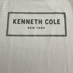 Kenneth Cole Graphic Tee shirt Men’s Size Medium Raised Logo Moss Stone White