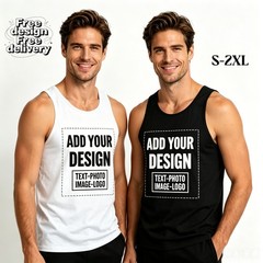 Soft 100% Cotton Men’s Tank Top – Custom Print Your Logo or Text – Personalized