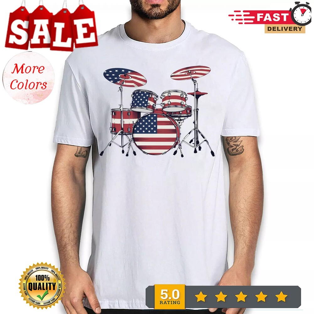 2025/American Drummer T-shirt – Best Drum Drumming Novelty Music Graphic Tee