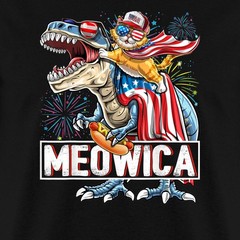 Meowica American Flag Cat Dinosaur 4th Of July Men’s T-Shirt
