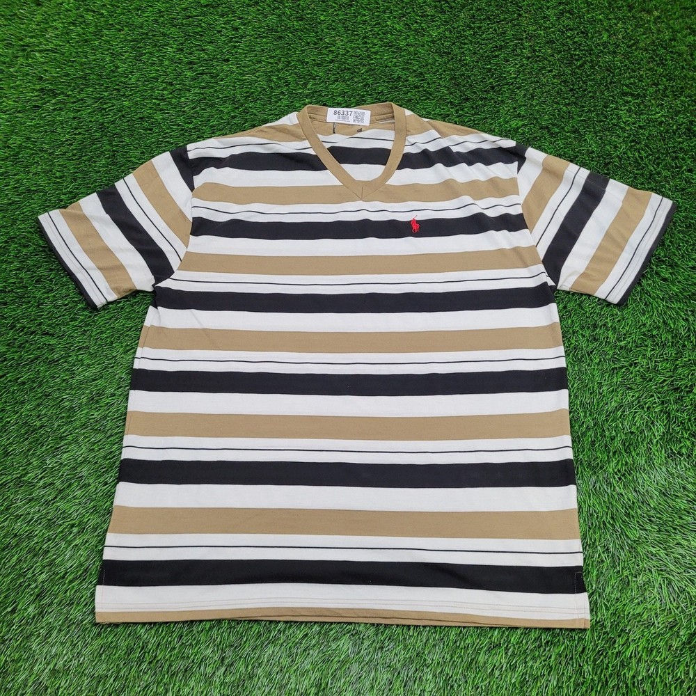 Vintage Y2K Ralph-Lauren Stripes Shirt 2XL 25×32 Brown White