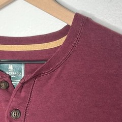 G.H. Bass & Co. Mens Waffle Knit Henley Shirt Medium Burgundy Pullover Outdoors