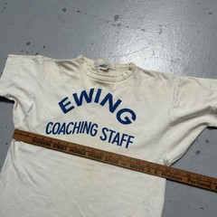 Vintage 1970s Champion Blue Bar Thick Cotton T-Shirt Made USA Cropped L (S-M)
