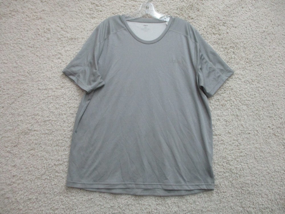 Adidas Shirt Extra Large Adult Gray Athletic Stretch Logo Modern Fit Gym Mens XL