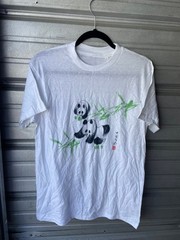 Vintage 90’s Hand Painted Panda Chinese White T-Shirt Single Stitch Men’s M