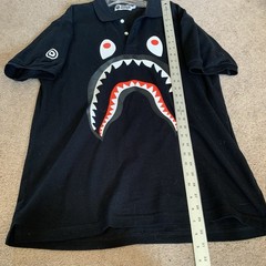 Mens BAPE AUTHENTIC A Bathing Ape Shark Print Black Polo Shirt – XL USA SELLER