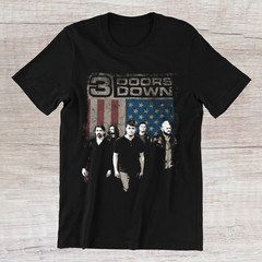 3 DOORS DOWN American Flag T-Shirt 90s Alternative Rock Band Ringspun Cotton Tee
