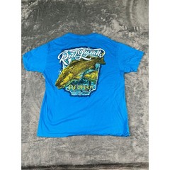 Men’s Reel Legends Blue T-Shirt Redfish Logo Performance Crew Neck L Exc