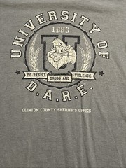 Vtg 1986 University of D.A.R.E. Clinton County Sherrif’s Office T Shirt Sz XL