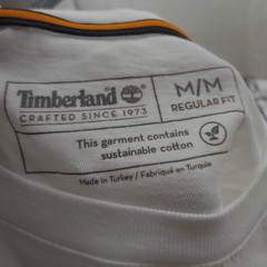 Timberland Mens Graphic T-Shirt White Gray Crew 100% Organic Cotton Logo M