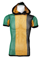 Mesh Fishnet Hoodie String T-Shirt Mens Short Sleeve Hood Tee Top Shirt Casual