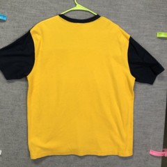 Tommy Jeans Shirt Mens Extra Large Yellow Navy Colorblock Logo Cotton