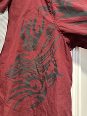 Coofandy mens Sz: 3xl Causal Button Up Dress shirt Maroon black tribal graphic