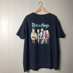 ADULT SWIM RICK AND MORTY CAST GRAPHIC T-SHIRT NAVY BLUE MENS SIZE 2X