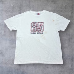 Vintage 90S Tommy Hilfiger Jeans Company 85 Center Logo White Mens Tee Sz Medium