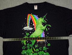Green Unicorn Shirt Pot of Gold Irish Clovers Rainbow St Patrick’s Day Adult 3XL