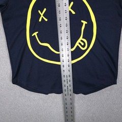 Nirvana Smiley Face Cobain Blue Mesh Graphic Button Jersey Shirt Mens Small