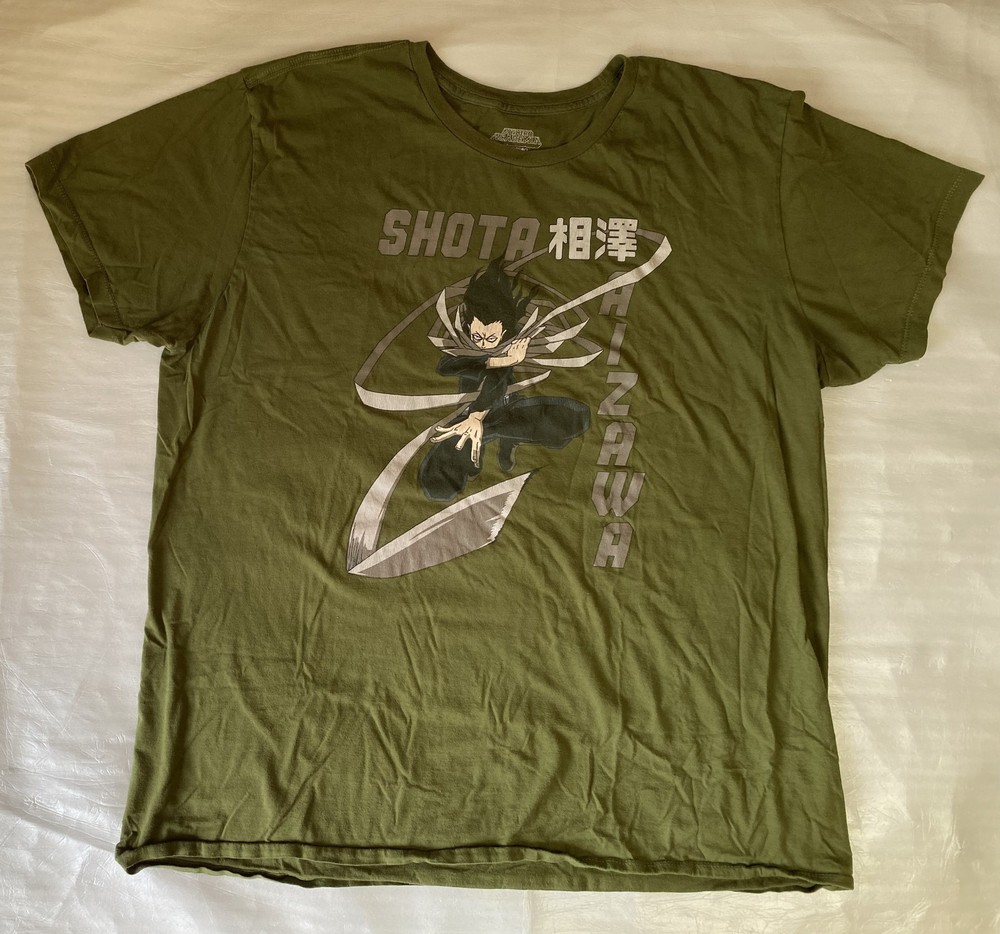Shota Aizawa Unisex T Shirt Green Anime Short Sleeve My Hero Academia Size 2XL