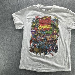 Marvel Comics Shirt Mens Medium White Superhero Graphic Tee Avengers Heroes