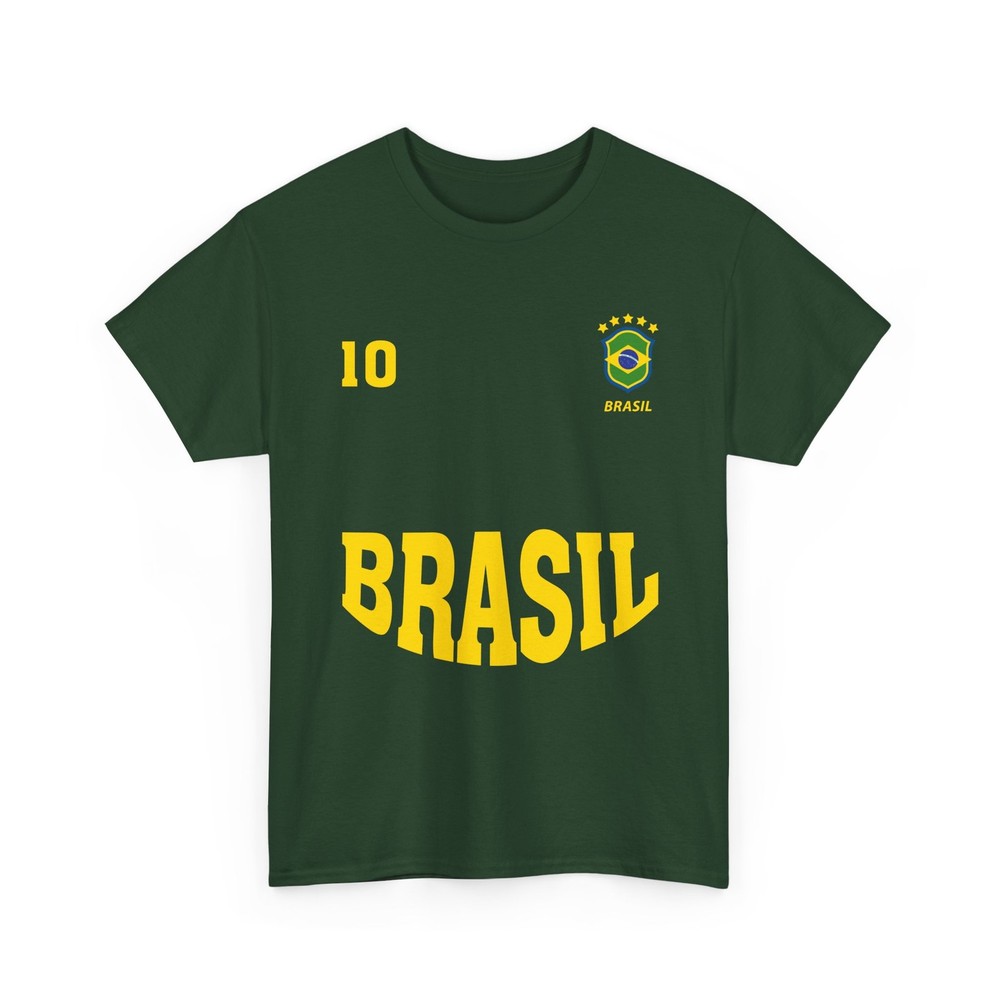 Brazil Brasil T-Shirt, Number 10 Brazilian Soccer Team Sports Fans Shirt