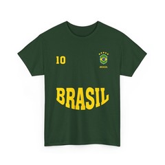Brazil Brasil T-Shirt, Number 10 Brazilian Soccer Team Sports Fans Shirt
