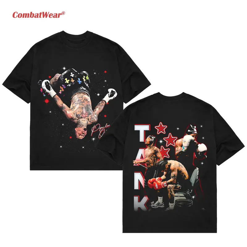 COMBATWEAR Boxing Fighter Tee, Retro Boxer Graphic Shirt, Gym Workout Streetwear