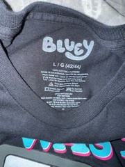 Bluey This Was The 80’s Man Bandit & Chilli Black Tee | Size L | NWT