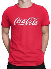 Coca-Cola Official Licensed Classic Logo Distressed Design Men’s T-shirt