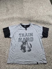Everlast T Shirt Large Mens Gray Short Sleeve Glove Graphic Pullover