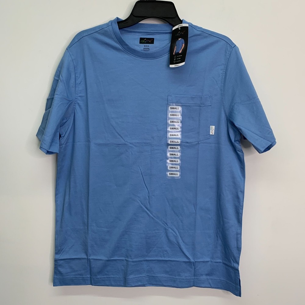 Greg Norman Men’s S Shirt Short Sleeve Crew Neck Pocket Tee T-Shirt Blue S