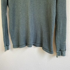 Taylor & Henry Henley Shirt Mens M Green Fair Distressed Waffle Knit Long Sleeve