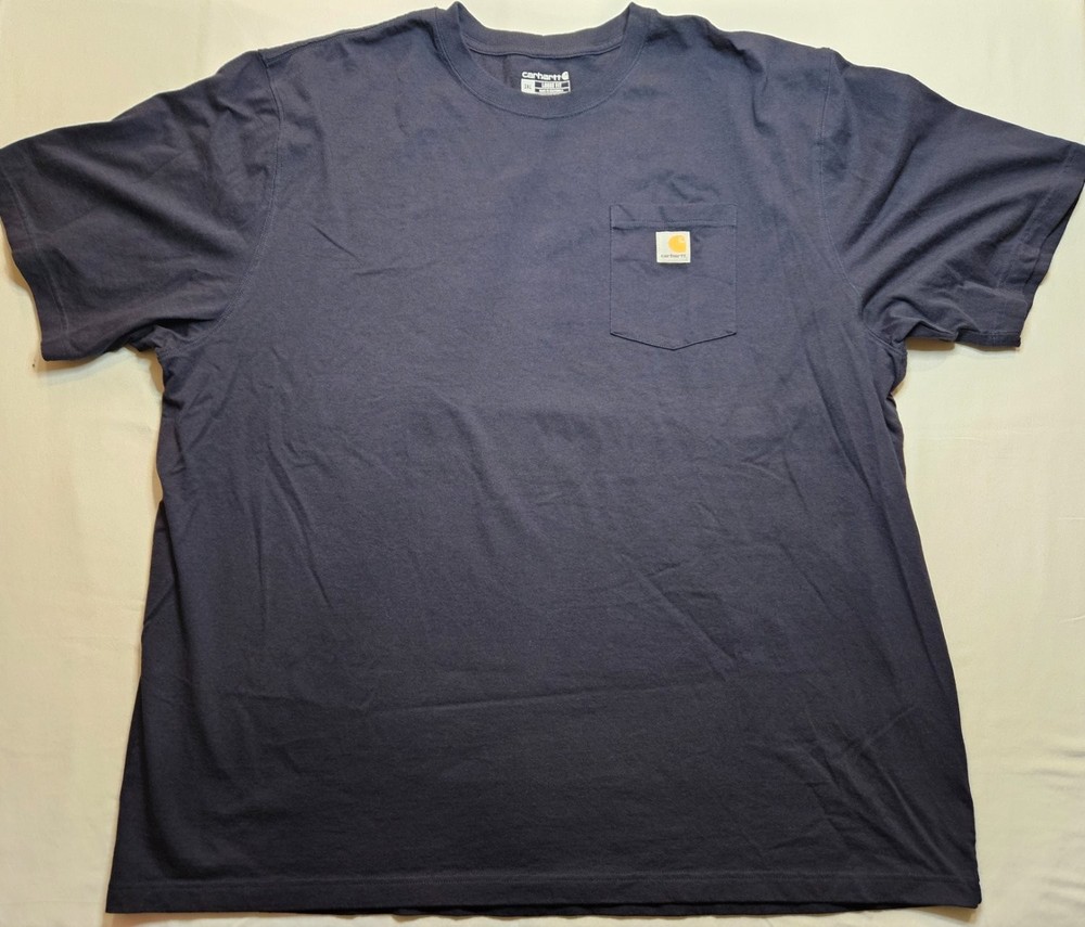 Carhartt Men Size 3 XL Navy Blue Loose Fit Pocket T-Shirt K87 Workwear Cotton