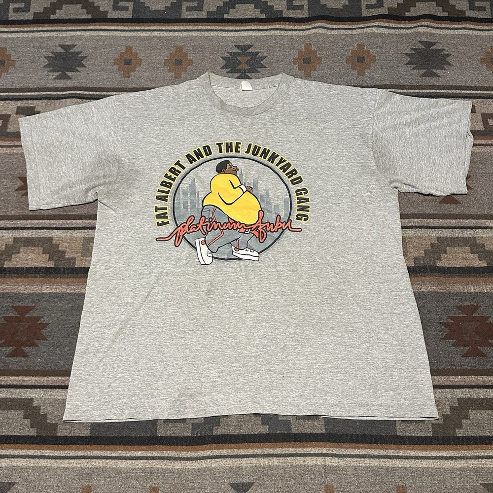 Vintage FUBU Platinum Fat Albert Junkyard Gang Tee Mens 2XL Gray Y2K