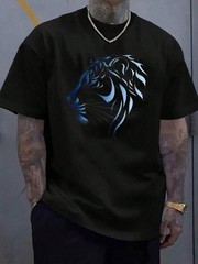 Men’s Cotton Tee With Striking Lion Print. 100% Breathable Cotton