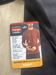 2 WRANGLER MENS Sz S (34-36) WORKWEAR Crew SHIRT Long SLEEVE POCKET Black, Gray