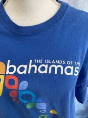 Vtg Y2K Gildan Bahamas Travel T Shirt XL Blue Single Stitch Heavy Cotton Retro