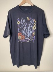 Vintage Untamed Spirit Wolf Shirt Mens Sz XL Outdoor Animal Art Tee 90s