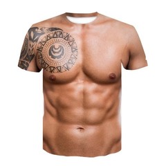 Men’s 6-pack Abdominal Muscle T-shirt 3D Printed Short Sleeved Fitness