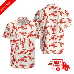 Hawaii Lobsters Print Cotton-blend Pleated Shirt