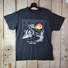 Desert Tour Graphic Tee Black Medium Mens Unisex Cactus Retro Wild Side Shirt