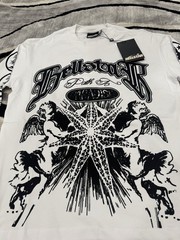Hellstar Men’s White/Black Stars Gothic Graphic Logo Long Sleeve T-Shirt Size M